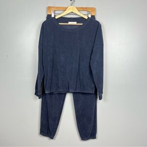 Barefoot Dreams Beach Indigo Dolman Terry 2 piece drawstring jogger set, small.